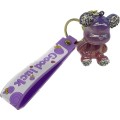 Брелок для ключей Мишка, 5,5 см пурпурный