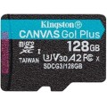 Карта памяти Kingston Canvas Go! Plus microSDXC 128 ГБ Class 10, V30, A2, UHS-I U3, R/W 170/90 МБ/с